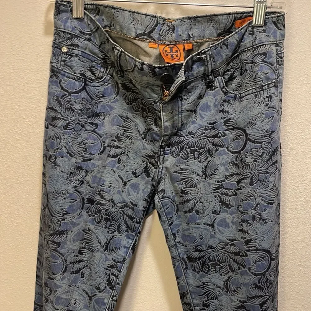 TORY Burch Ivy Super Skinny blue paisley jeans